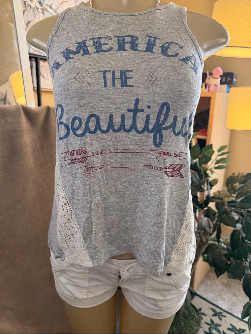 THREADS 4TH OF JULY America The Beautiful Lace Tank Top Size XS